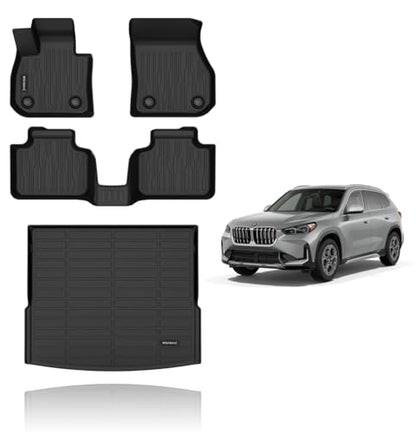 Floor Mats & Cargo Liner Custom for 2026 2025 2024 2023 BMW X1 Car Mats Automotive Cargo Mat Floor Liners Trunk Mat X1 All Weather Floor Mats Trunk Liner Black