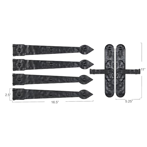 Black Hinge IT Premium Carriage House Lever Handle & Hinge 6 Piece Garage Door Magnet