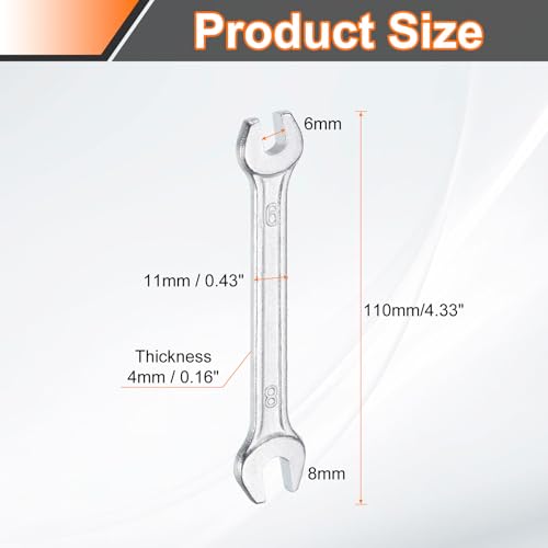 5pcs Double Open End Wrench 6mm x 8mm Metric 15 Degree Offset Angle Small Flat Head Wrench Galvanizing Open Ended Spanner for Automotive Repair Furniture Assembly (5 Count)