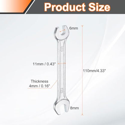 5pcs Double Open End Wrench 6mm x 8mm Metric 15 Degree Offset Angle Small Flat Head Wrench Galvanizing Open Ended Spanner for Automotive Repair Furniture Assembly (5 Count)
