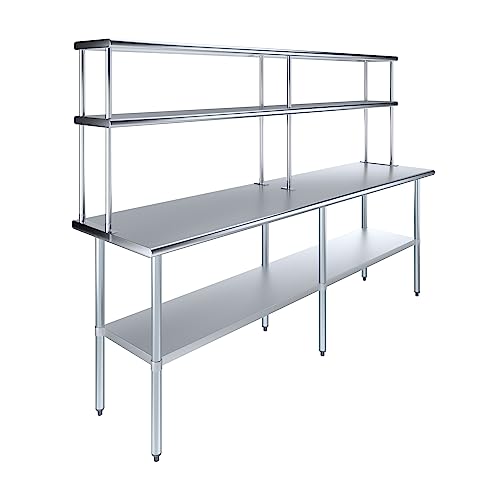 Stainless Steel Work Table Double Tier Overshelf