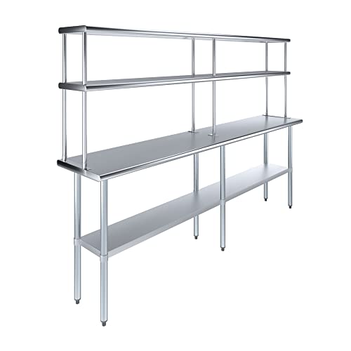 Stainless Steel Work Table Double Tier Overshelf
