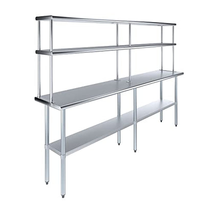 Stainless Steel Work Table Double Tier Overshelf