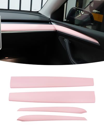 Dashboard Cover Wrap and Front Door Inner Armrest Panel Cover Trim Compatible with Tesla Model 3 2021