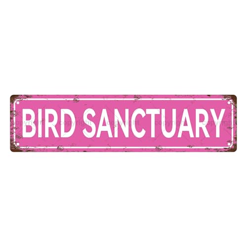 BIRD SANCTUARY SPACE Metal Tin Street Sign Bar Cafe Garage Cave Home Room Wall Bathroom Farmhouse Garden Porch Patio Decor