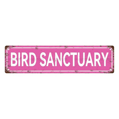 BIRD SANCTUARY SPACE Metal Tin Street Sign Bar Cafe Garage Cave Home Room Wall Bathroom Farmhouse Garden Porch Patio Decor
