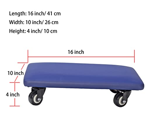 Roller Seat 360 Degree Rotating Low Stool with Wheel Chair PU Leather Universal Swivel Wheels Stool for Home Office Fitness and Garage