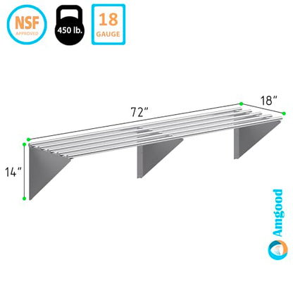 18 in. x 72 in. NSF Stainless Steel Tubular Wall Shelf