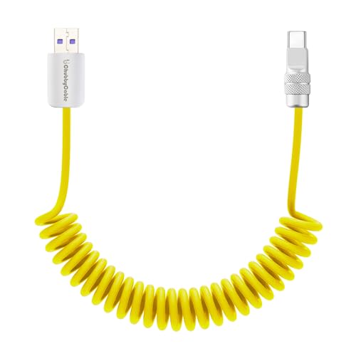 USB A to C 120W Braided Coiled Charging Cable