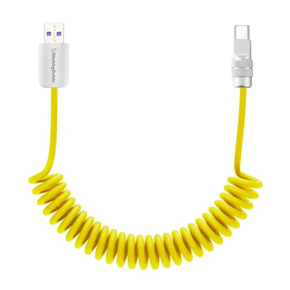 USB A to C 120W Braided Coiled Charging Cable