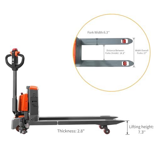 Tory Carrier Full Electric Power Pallet Jack Truck 3300lb Cap. 48" x 27" Fork Size