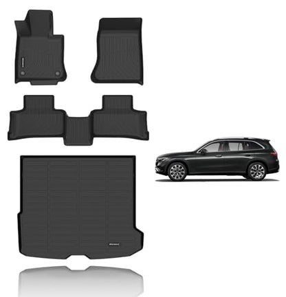 Floor Mats & Cargo Liner Custom for Benz GLC 300 350e 43 AMG 2026 2025 2024 2023 TPE Car Mats Floor Liners Automotive Trunk Mat GLC All Weather Trunk Liner Black