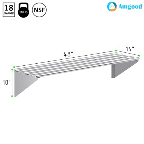 14 in. x 48 in. NSF Stainless Steel Tubular Wall Shelf