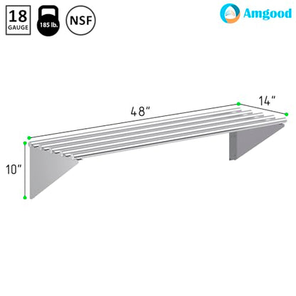 14 in. x 48 in. NSF Stainless Steel Tubular Wall Shelf