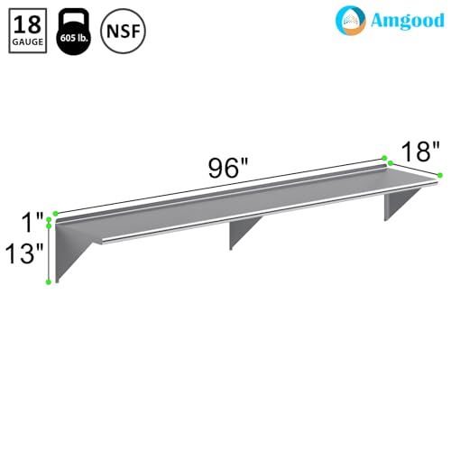 18 in. x 96 in. Stainless Steel Wall Mount Shelf
