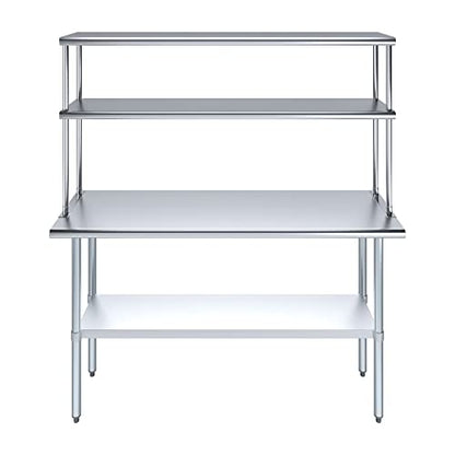 Stainless Steel Work Table Double Tier Overshelf