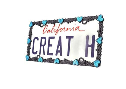3D Shining Daisy Heart License Plate Frame from Pure Zinc Alloy Metal Perfect Plate Holder