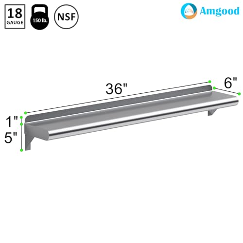 6 in. x 36 in. Stainless Steel Wall Mount Shelf