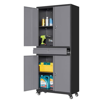 Metal Garage Storage Cabinet with Locking Doors and Adjustable Shelves