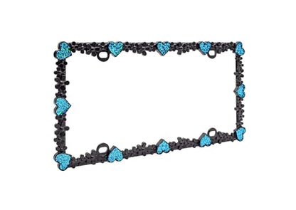 3D Shining Daisy Heart License Plate Frame from Pure Zinc Alloy Metal Perfect Plate Holder