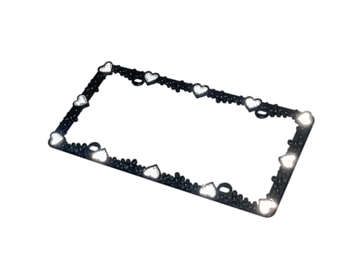 3D Daisy Heart License Plate Frame from Pure Zinc Alloy Metal Perfect Plate Holder