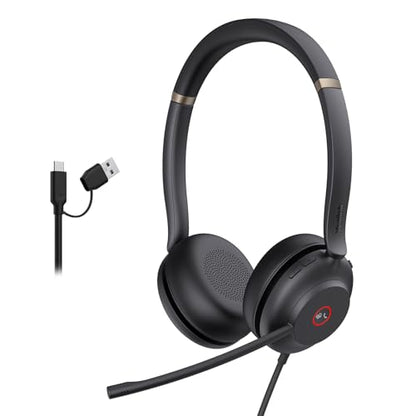 UH37 USB Headset with Noise Cancelling Mic Wired Headphone for PC