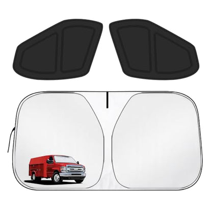 for Fo-rd E-Series 1992-2026 Front Windshield & Side Window Covers,3-Piece