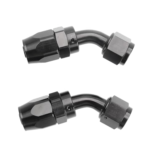 Swivel 6AN Fitting 45 Degree For CPE Braided Hose End Black 2Pcs (2 Count)