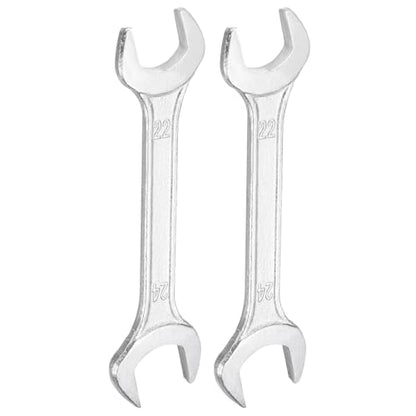 2pcs Double Open End Wrench 22mm x 24mm Metric 15 Degree Offset Angle Small Flat Head Wrench Galvanizing Open Ended Spanner for Automotive Repair Furniture Assembly (2 Count)