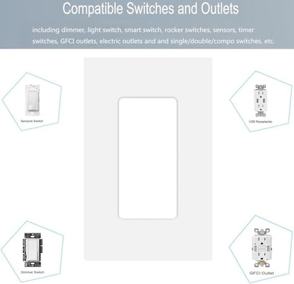 20 Pack 1 Gang Screwless Decorator Wall Plate Cover Switch Outlet Electrical Faceplate for Light Switche (20 Count)