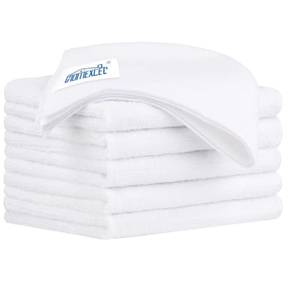White Microfiber Cleaning Cloth 6 Pack 12.5 x 12.5 inch Microfiber Towels for Cars Ultra Absorbent Car Washing Cloth Lint Free Streak Free Cleaning Rags for Car Kitchen Window (6 Count)