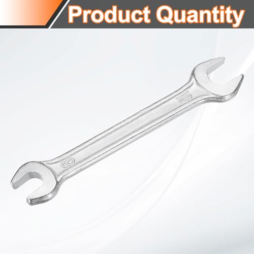 Double Open End Wrench 8mm x 10mm Metric 15 Degree Offset Angle Small Flat Head Wrench Galvanizing Open Ended Spanner for Automotive Repair Furniture Assembly