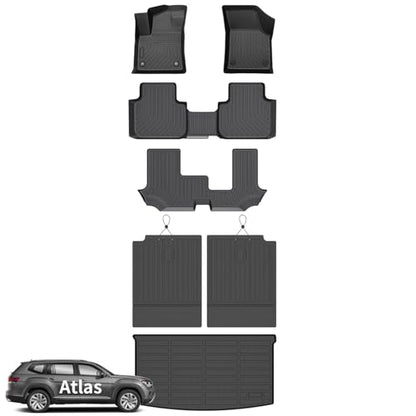 Floor Mats Backseat Cargo Liner for VW Atlas 7 Seats 2018