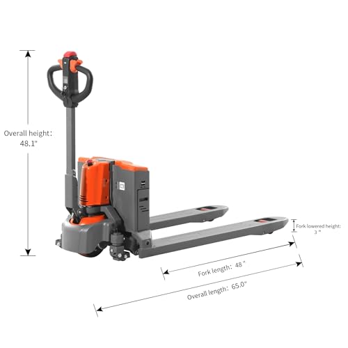 Tory Carrier Full Electric Power Pallet Jack Truck 3300lb Cap. 48" x 27" Fork Size