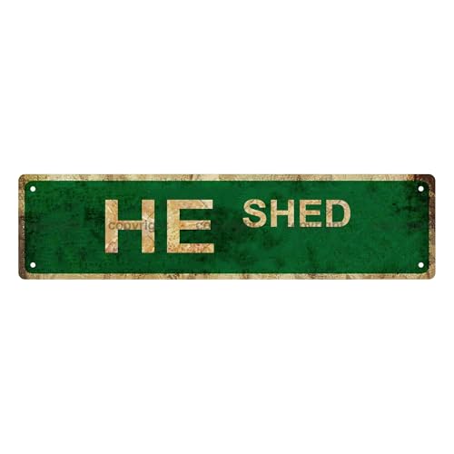 HE SHED SPACE Metal Tin Street Sign Bar Cafe Garage Cave Home Room Wall Bathroom Farmhouse Garden Porch Patio Decor
