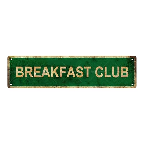 BREAKFAST CLUB Vintage Metal Tin Street Sign Bar Cafe Garage Cave Home Room Wall Bathroom Farmhouse Garden Porch Patio Decor