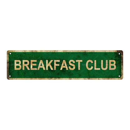 BREAKFAST CLUB Vintage Metal Tin Street Sign Bar Cafe Garage Cave Home Room Wall Bathroom Farmhouse Garden Porch Patio Decor