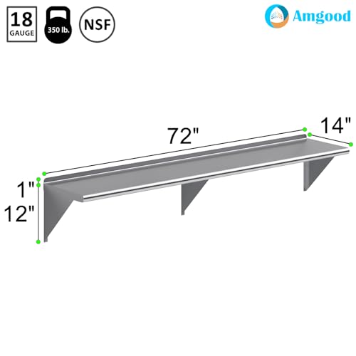 14 in. x 72 in. Stainless Steel Wall Mount Shelf