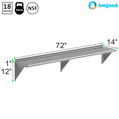 14 in. x 72 in. Stainless Steel Wall Mount Shelf