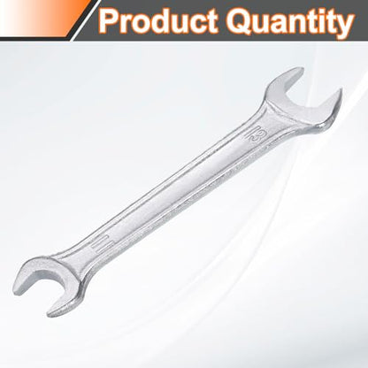 Double Open End Wrench 11mm x 13mm Metric 15 Degree Offset Angle Small Flat Head Wrench Galvanizing Open Ended Spanner for Automotive Repair Furniture Assembly