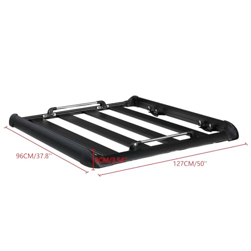 50" x37.8" x3.54" Universal Aluminum Roof Rack Rooftop Cargo Carrier Luggage Basket 330LBS Heavy Duty Car Top Luggage Holder for Cars SUVs and Trucks