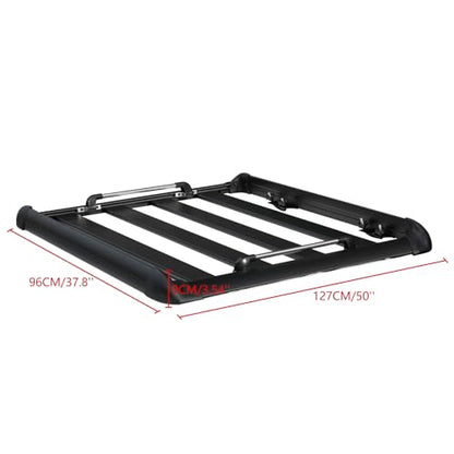 50" x37.8" x3.54" Universal Aluminum Roof Rack Rooftop Cargo Carrier Luggage Basket 330LBS Heavy Duty Car Top Luggage Holder for Cars SUVs and Trucks