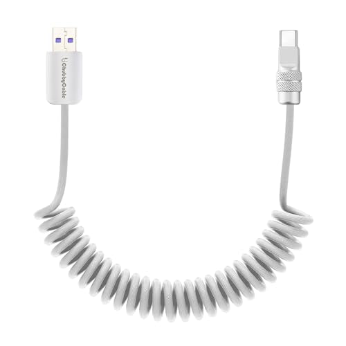 USB A to C 120W Braided Coiled Charging Cable