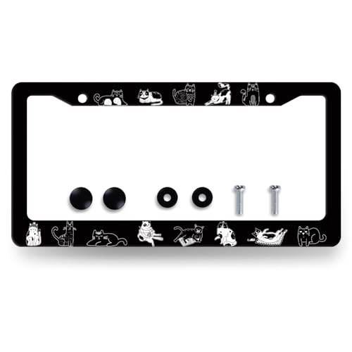 Cute Animal Cat Stainless Steel Cats License Plate Frame 12.2 x 6.2 Inch