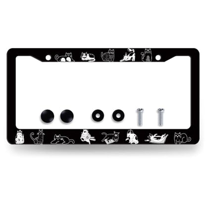 Cute Animal Cat Stainless Steel Cats License Plate Frame 12.2 x 6.2 Inch