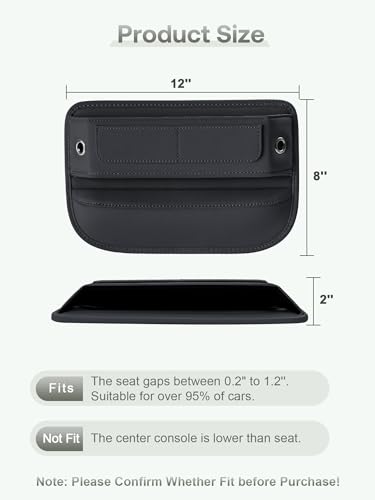 Universal Fit Premium Leather Car Seat Gap Filler Organizer (2 Count)