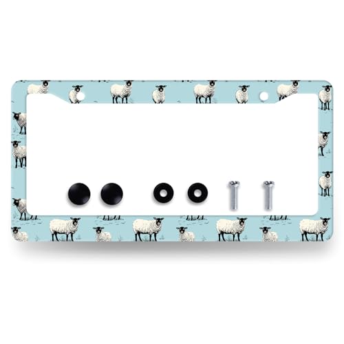 Stainless Steel Cute Animals Sheep License Plate Frame 12.2 x 6.2 Inch
