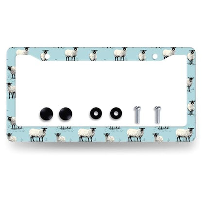 Stainless Steel Cute Animals Sheep License Plate Frame 12.2 x 6.2 Inch