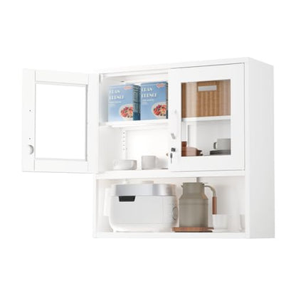 Metal Wall Cabinet with Locking Glass Doors