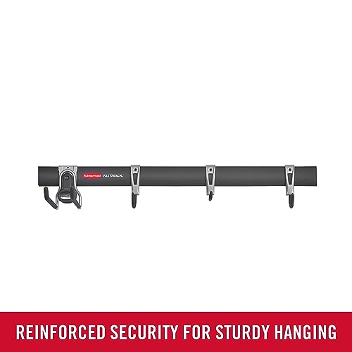 FastTrack Garage Storage Utility Hooks 5 Piece Black All in One Rail Hook Kit and Tool Organizer Heavy Duty for Home
